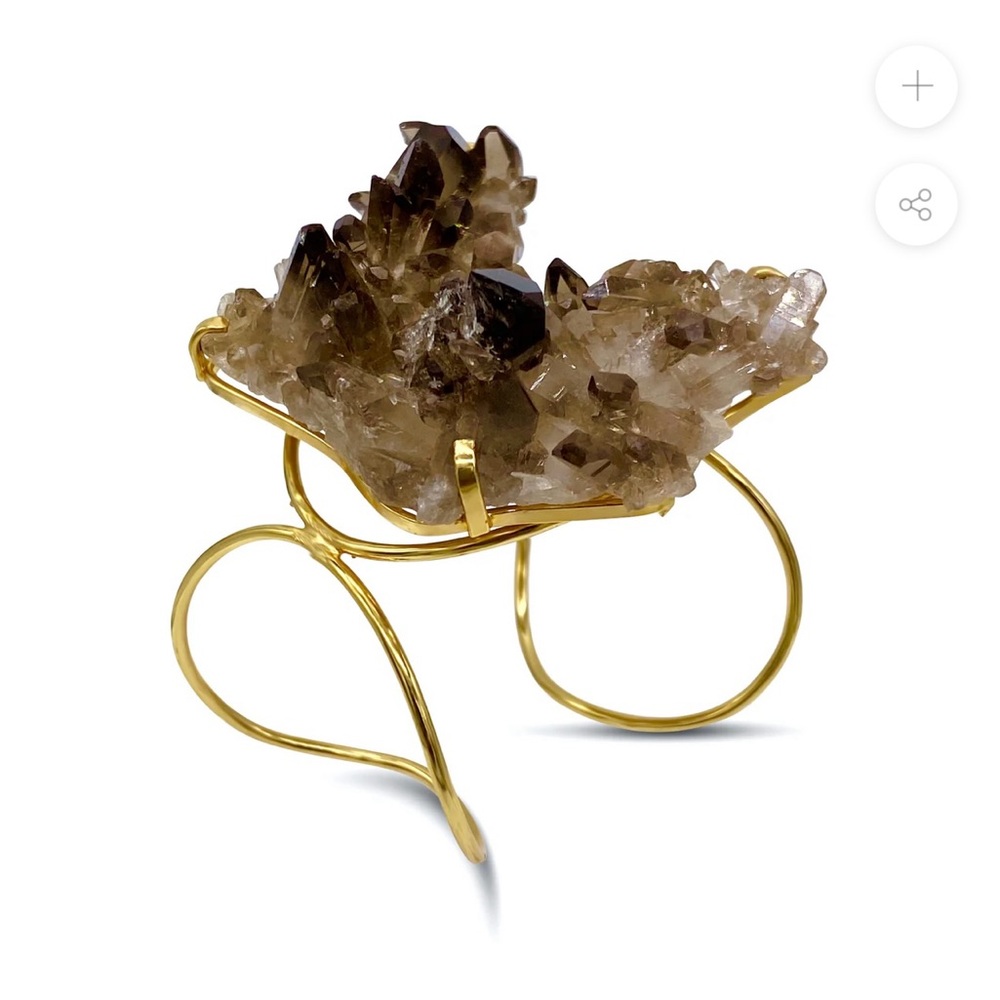 Raw Smoky Quartz Gold Cuff